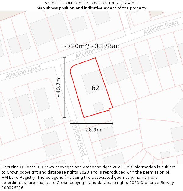 62, ALLERTON ROAD, STOKE-ON-TRENT, ST4 8PL: Plot and title map