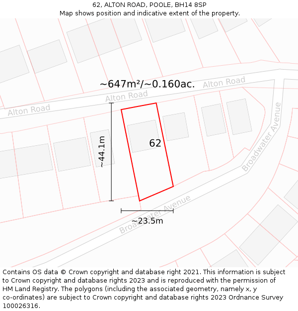 62, ALTON ROAD, POOLE, BH14 8SP: Plot and title map