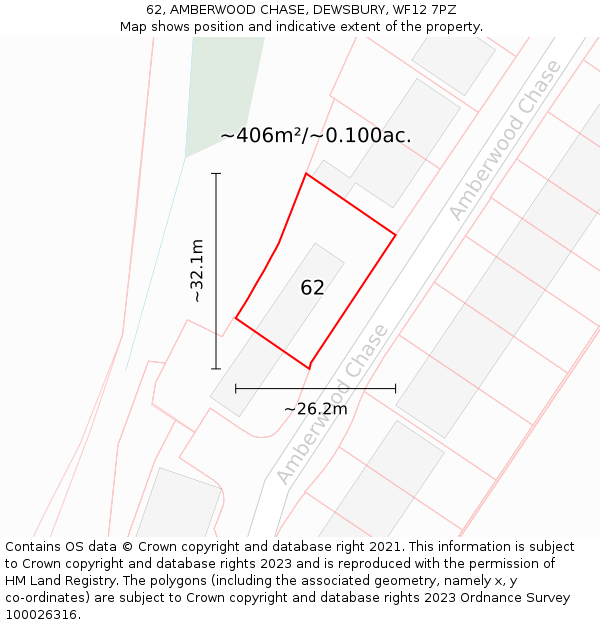 62, AMBERWOOD CHASE, DEWSBURY, WF12 7PZ: Plot and title map