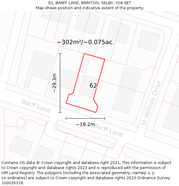 62, BARFF LANE, BRAYTON, SELBY, YO8 9ET: Plot and title map