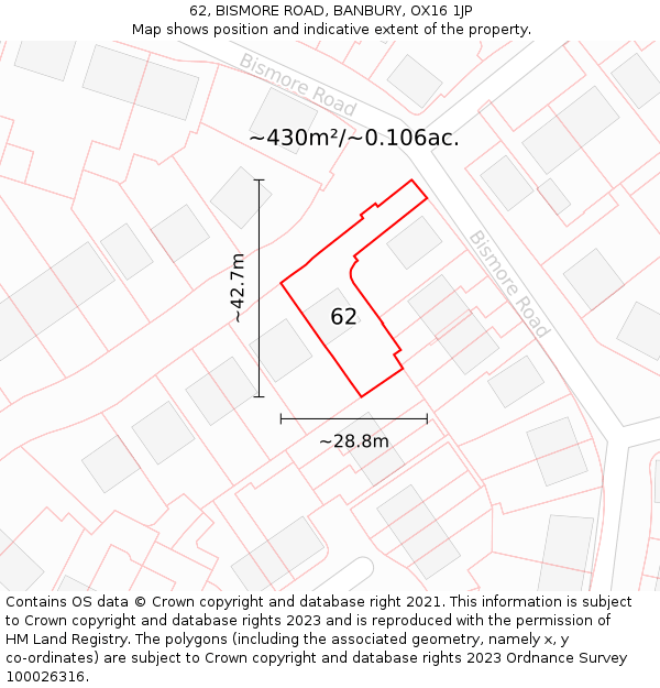 62, BISMORE ROAD, BANBURY, OX16 1JP: Plot and title map