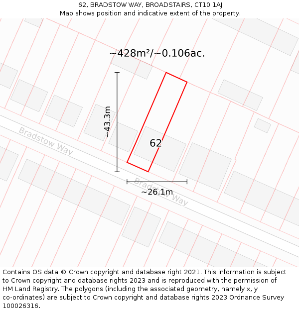 62, BRADSTOW WAY, BROADSTAIRS, CT10 1AJ: Plot and title map