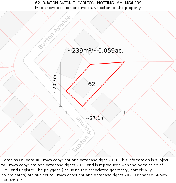62, BUXTON AVENUE, CARLTON, NOTTINGHAM, NG4 3RS: Plot and title map