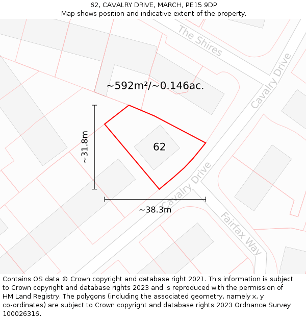 62, CAVALRY DRIVE, MARCH, PE15 9DP: Plot and title map