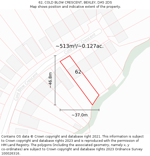 62, COLD BLOW CRESCENT, BEXLEY, DA5 2DS: Plot and title map