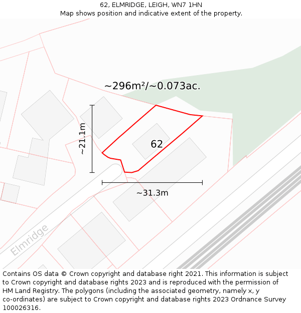 62, ELMRIDGE, LEIGH, WN7 1HN: Plot and title map