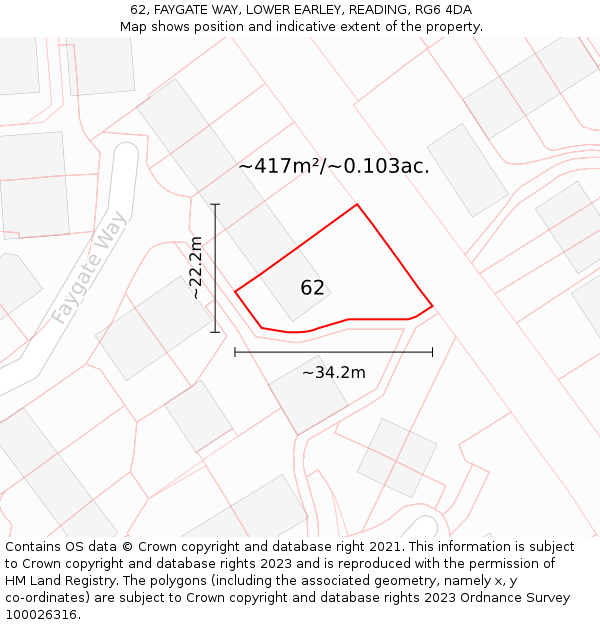 62, FAYGATE WAY, LOWER EARLEY, READING, RG6 4DA: Plot and title map