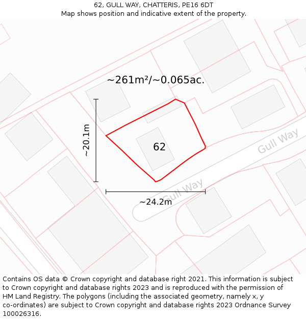 62, GULL WAY, CHATTERIS, PE16 6DT: Plot and title map