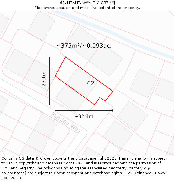 62, HENLEY WAY, ELY, CB7 4YJ: Plot and title map