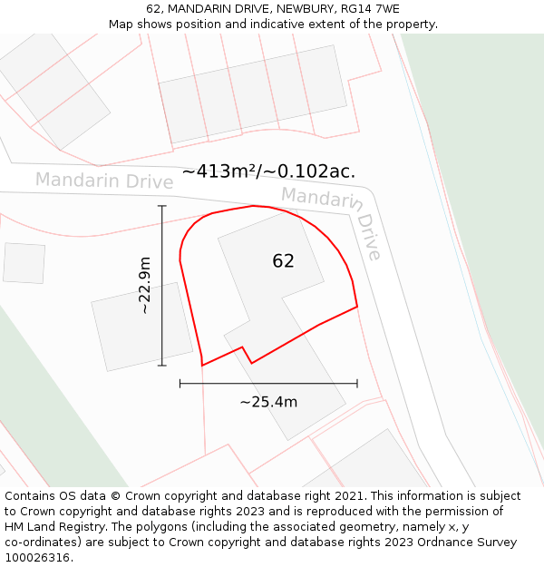 62, MANDARIN DRIVE, NEWBURY, RG14 7WE: Plot and title map