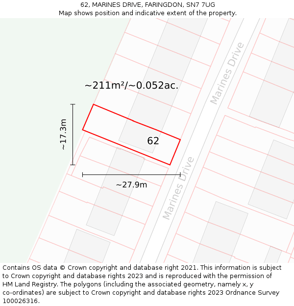 62, MARINES DRIVE, FARINGDON, SN7 7UG: Plot and title map