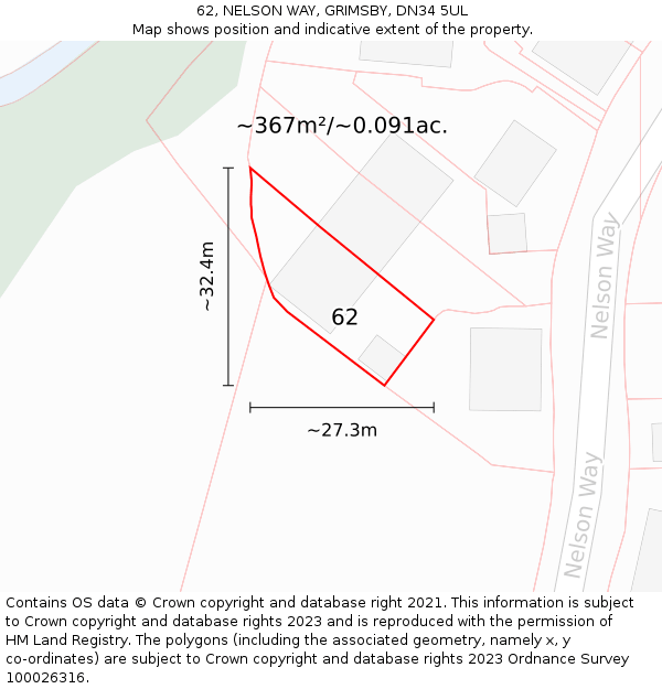 62, NELSON WAY, GRIMSBY, DN34 5UL: Plot and title map