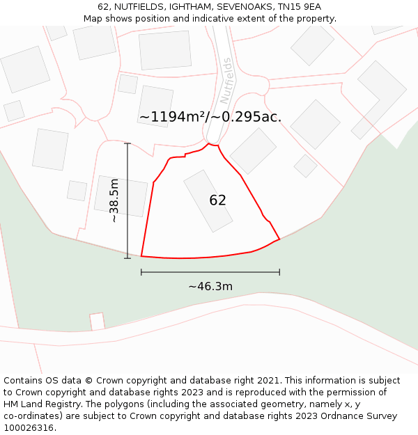 62, NUTFIELDS, IGHTHAM, SEVENOAKS, TN15 9EA: Plot and title map