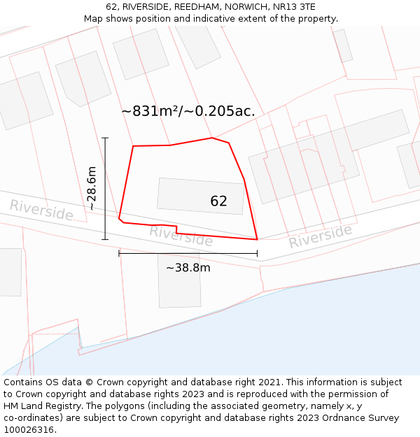 62, RIVERSIDE, REEDHAM, NORWICH, NR13 3TE: Plot and title map