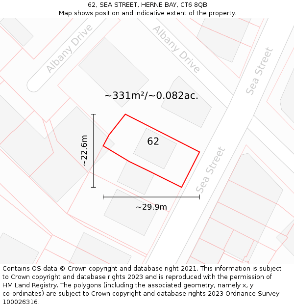 62, SEA STREET, HERNE BAY, CT6 8QB: Plot and title map