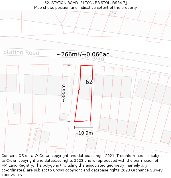 62, STATION ROAD, FILTON, BRISTOL, BS34 7JJ: Plot and title map