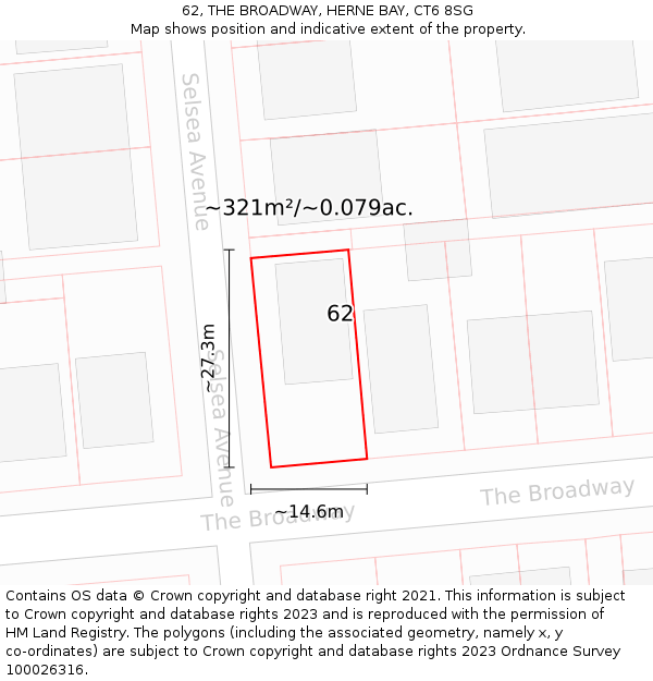 62, THE BROADWAY, HERNE BAY, CT6 8SG: Plot and title map