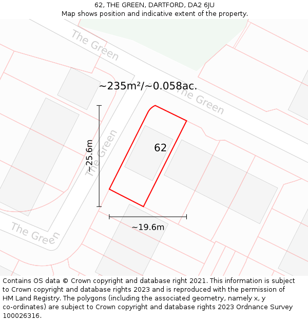 62, THE GREEN, DARTFORD, DA2 6JU: Plot and title map