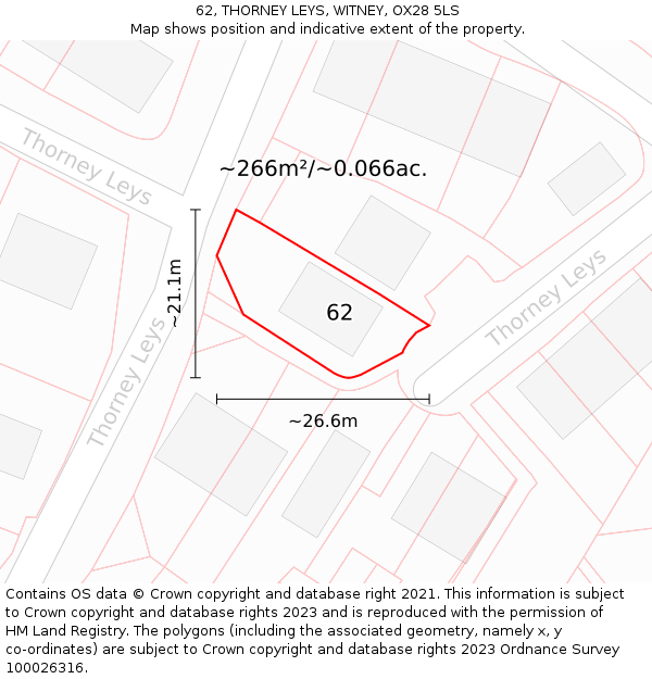 62, THORNEY LEYS, WITNEY, OX28 5LS: Plot and title map