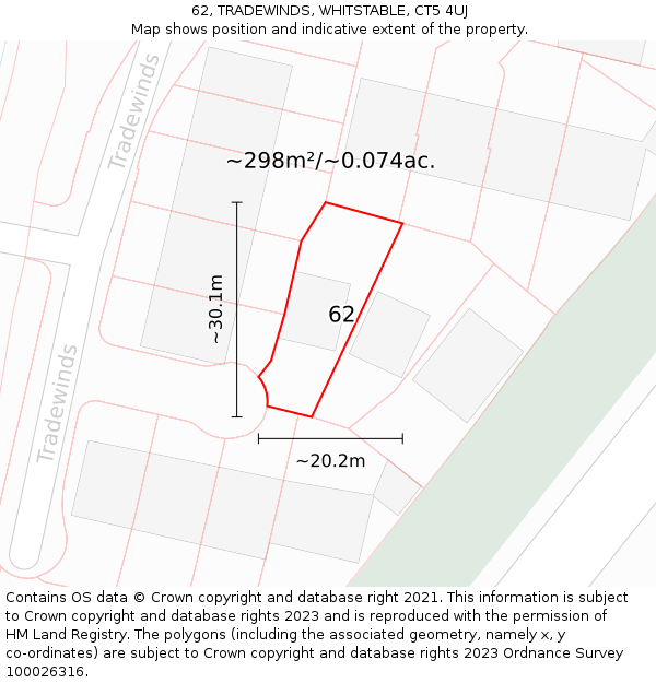 62, TRADEWINDS, WHITSTABLE, CT5 4UJ: Plot and title map