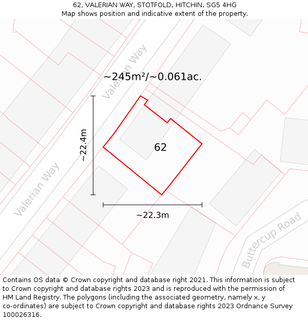 62, VALERIAN WAY, STOTFOLD, HITCHIN, SG5 4HG: Plot and title map