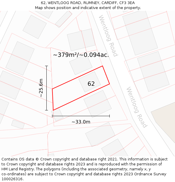 62, WENTLOOG ROAD, RUMNEY, CARDIFF, CF3 3EA: Plot and title map