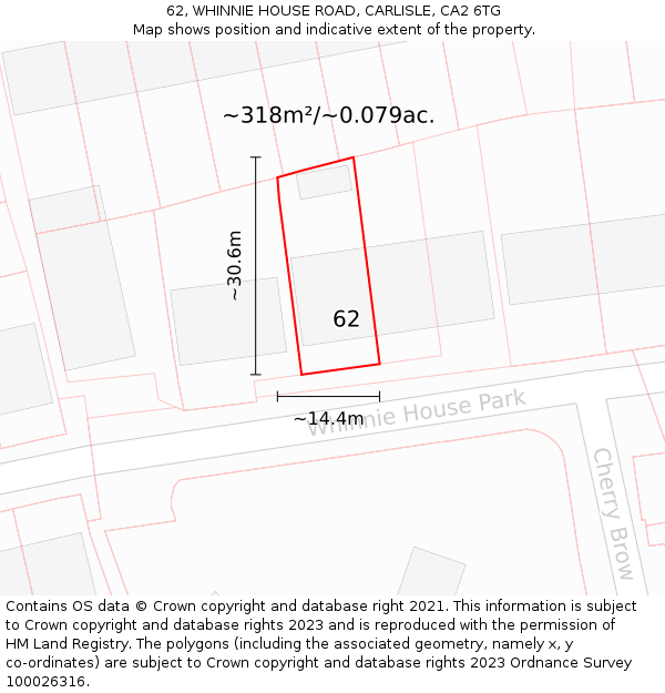 62, WHINNIE HOUSE ROAD, CARLISLE, CA2 6TG: Plot and title map