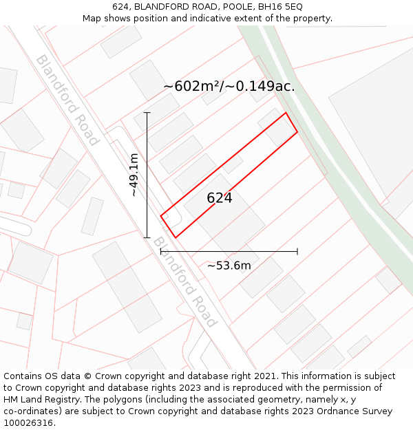 624, BLANDFORD ROAD, POOLE, BH16 5EQ: Plot and title map