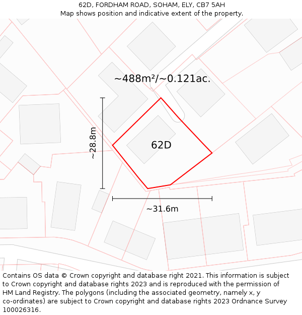 62D, FORDHAM ROAD, SOHAM, ELY, CB7 5AH: Plot and title map