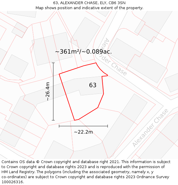 63, ALEXANDER CHASE, ELY, CB6 3SN: Plot and title map