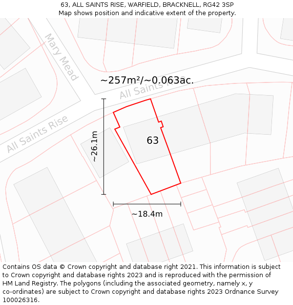 63, ALL SAINTS RISE, WARFIELD, BRACKNELL, RG42 3SP: Plot and title map