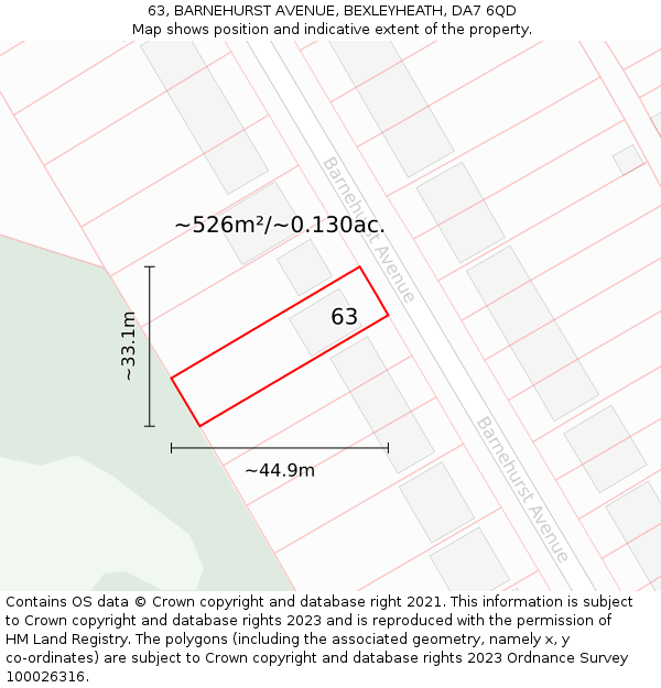 63, BARNEHURST AVENUE, BEXLEYHEATH, DA7 6QD: Plot and title map