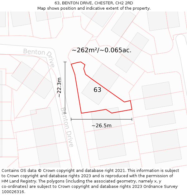 63, BENTON DRIVE, CHESTER, CH2 2RD: Plot and title map
