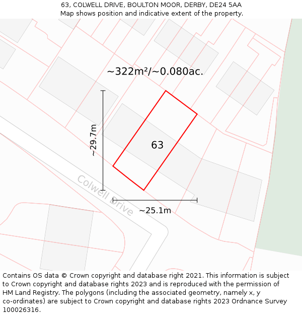 63, COLWELL DRIVE, BOULTON MOOR, DERBY, DE24 5AA: Plot and title map