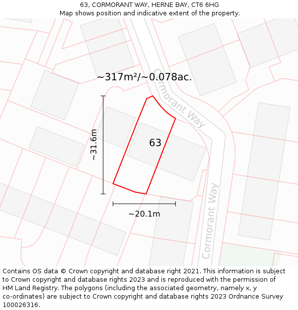 63, CORMORANT WAY, HERNE BAY, CT6 6HG: Plot and title map