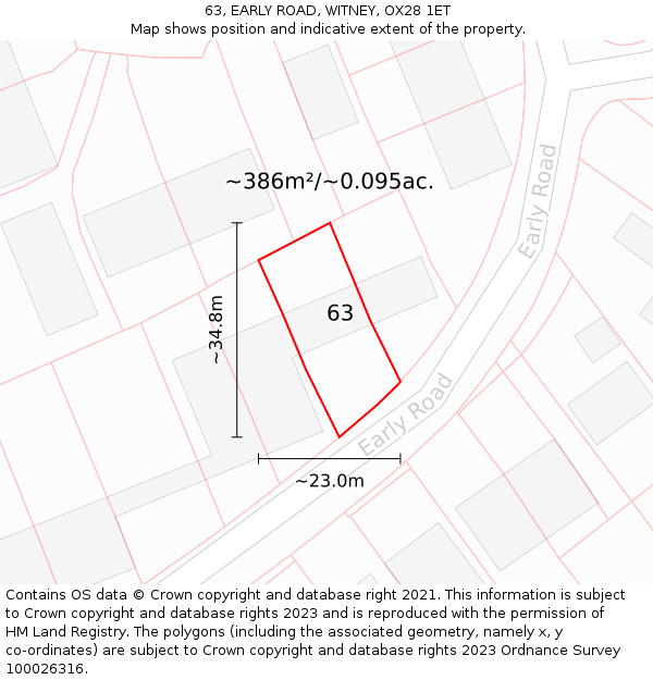 63, EARLY ROAD, WITNEY, OX28 1ET: Plot and title map