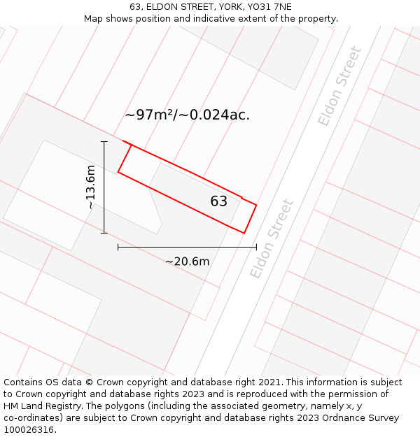 63, ELDON STREET, YORK, YO31 7NE: Plot and title map