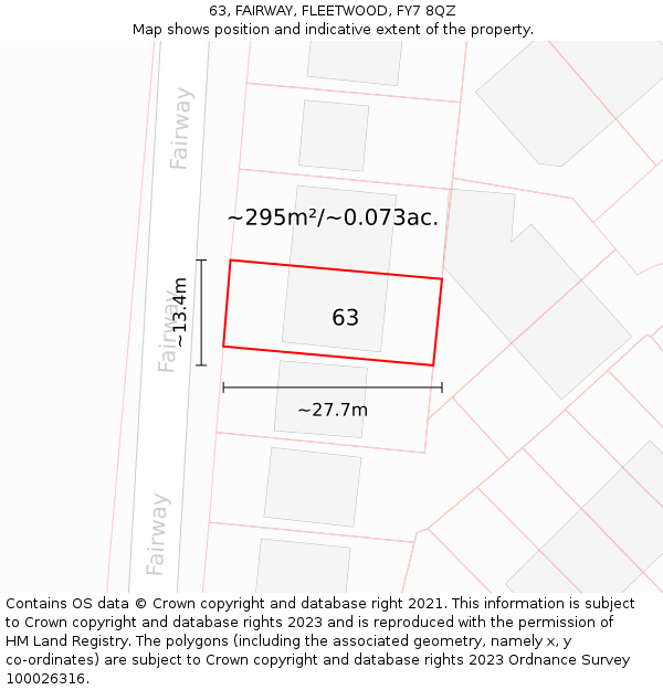 63, FAIRWAY, FLEETWOOD, FY7 8QZ: Plot and title map