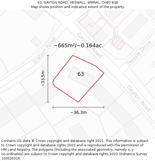 63, GAYTON ROAD, HESWALL, WIRRAL, CH60 8QE: Plot and title map