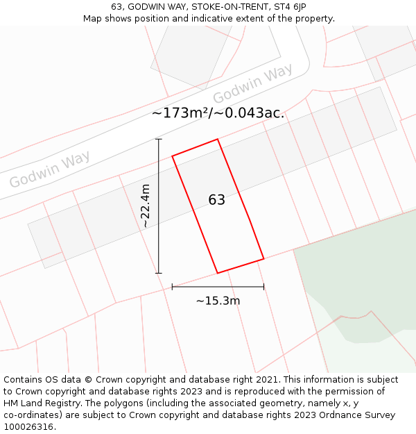 63, GODWIN WAY, STOKE-ON-TRENT, ST4 6JP: Plot and title map