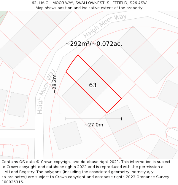 63, HAIGH MOOR WAY, SWALLOWNEST, SHEFFIELD, S26 4SW: Plot and title map