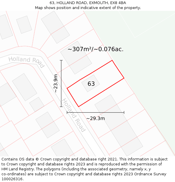 63, HOLLAND ROAD, EXMOUTH, EX8 4BA: Plot and title map