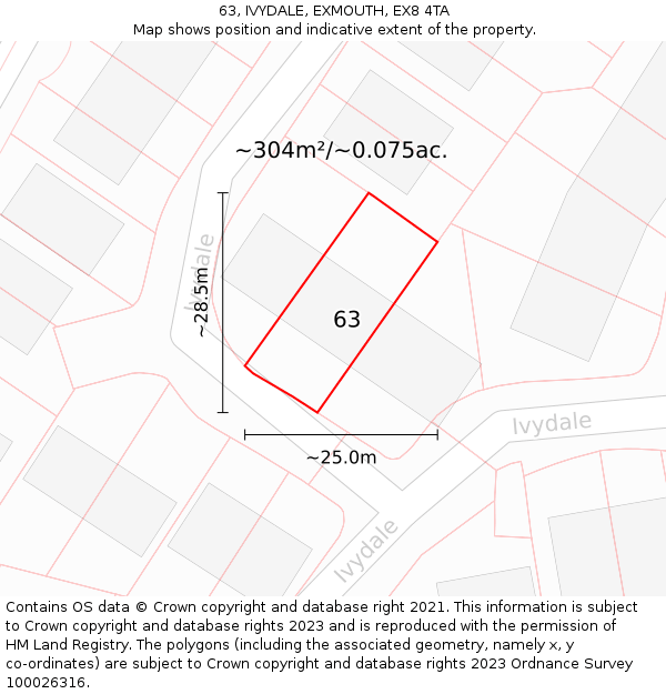 63, IVYDALE, EXMOUTH, EX8 4TA: Plot and title map