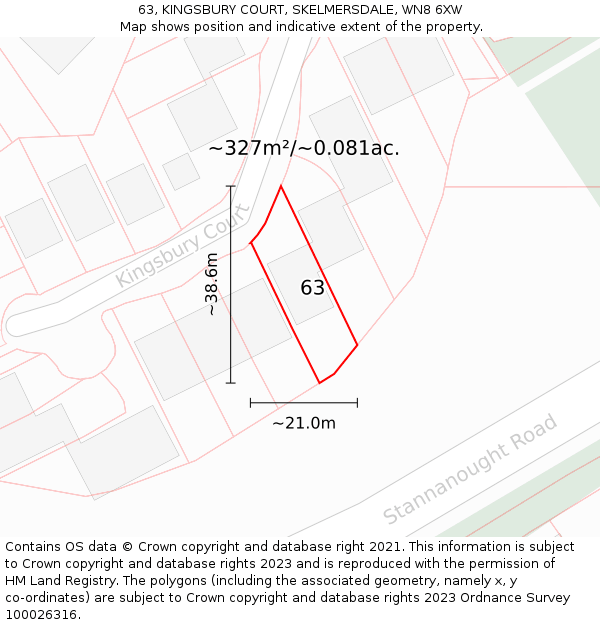 63, KINGSBURY COURT, SKELMERSDALE, WN8 6XW: Plot and title map