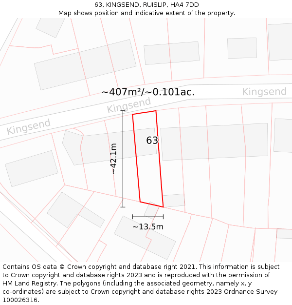 63, KINGSEND, RUISLIP, HA4 7DD: Plot and title map