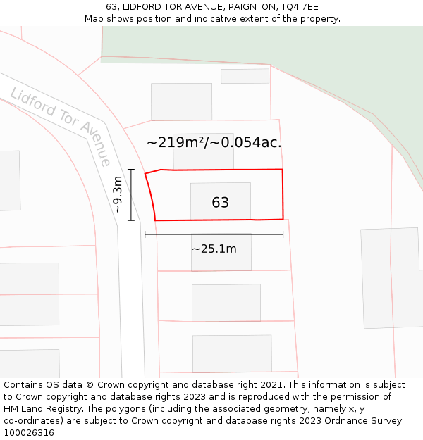 63, LIDFORD TOR AVENUE, PAIGNTON, TQ4 7EE: Plot and title map