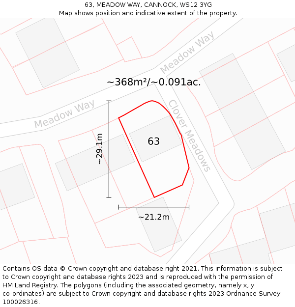 63, MEADOW WAY, CANNOCK, WS12 3YG: Plot and title map