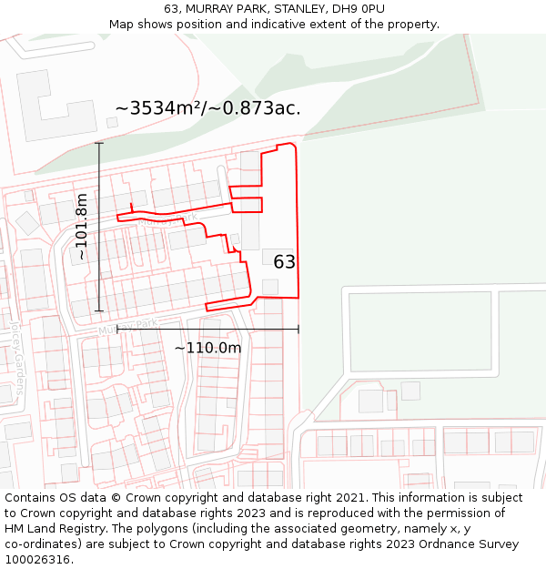 63, MURRAY PARK, STANLEY, DH9 0PU: Plot and title map
