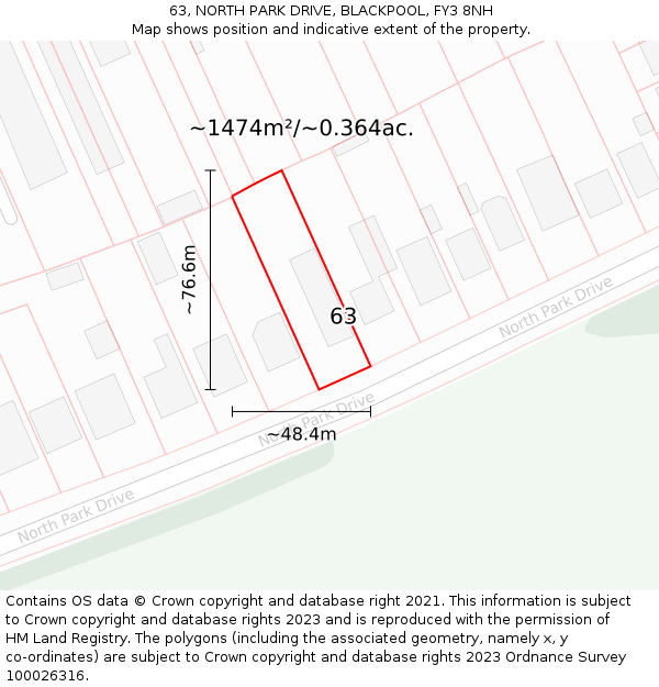 63, NORTH PARK DRIVE, BLACKPOOL, FY3 8NH: Plot and title map