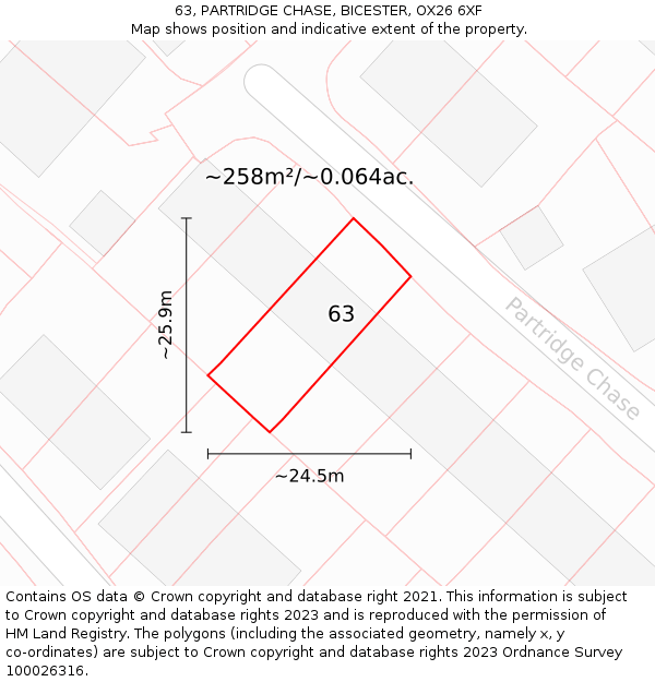 63, PARTRIDGE CHASE, BICESTER, OX26 6XF: Plot and title map